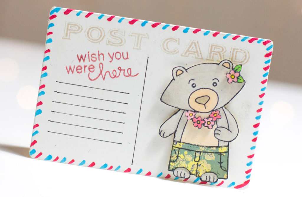 Wish You Were Here Bear Postcard Card by Taheerah Atchia