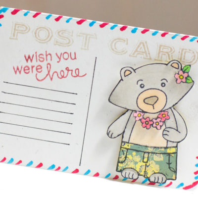 Wish You Were Here Bear Postcard Card by Taheerah Atchia