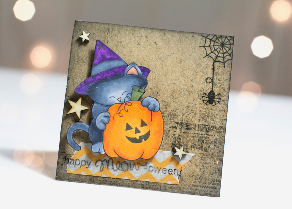 Halloween Pumpkin Kitty card by Taheerah Atchia