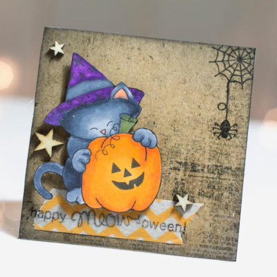 Halloween Pumpkin Kitty card by Taheerah Atchia