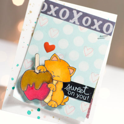 Sweet On You Toffee Apple Kitty card by Taheerah Atchia