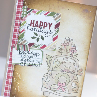 Driving Home For Christmas Bear card by Taheerah Atchia