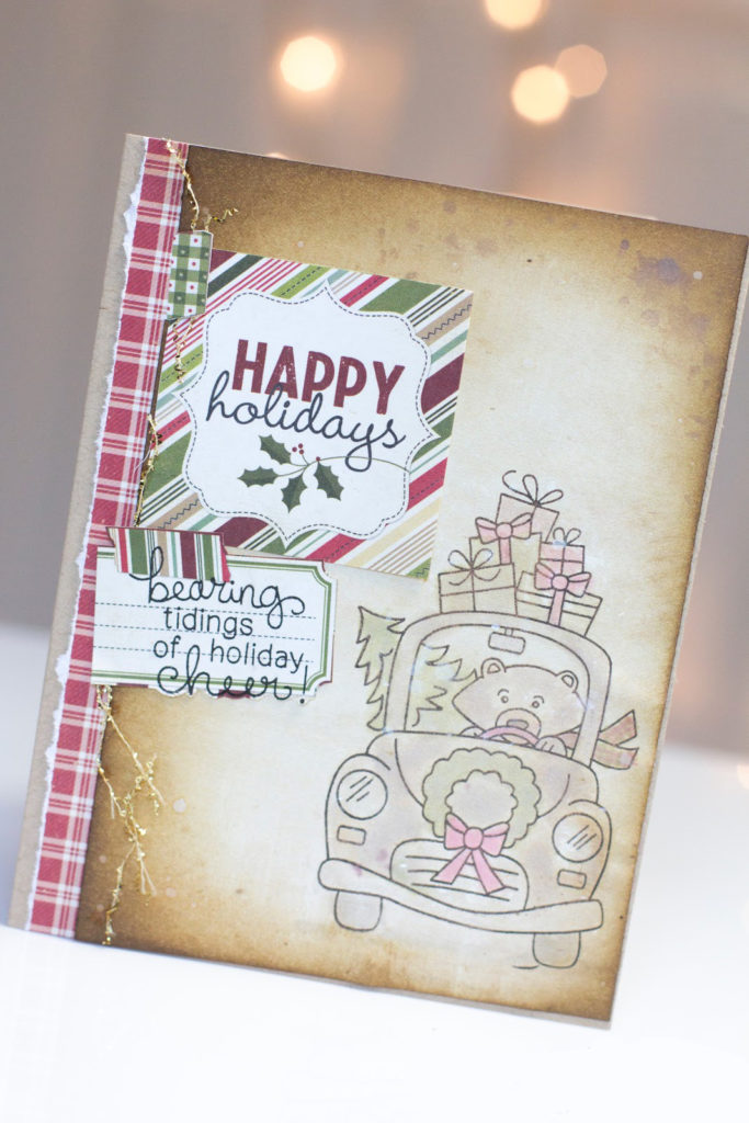 Driving Home For Christmas Bear card by Taheerah Atchia