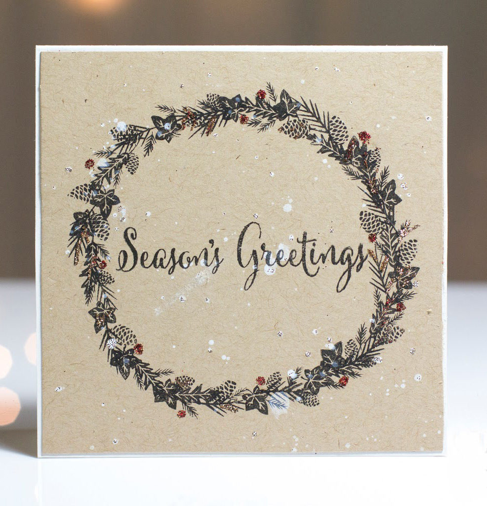 Season's Greetings Wreath card by Taheerah Atchia