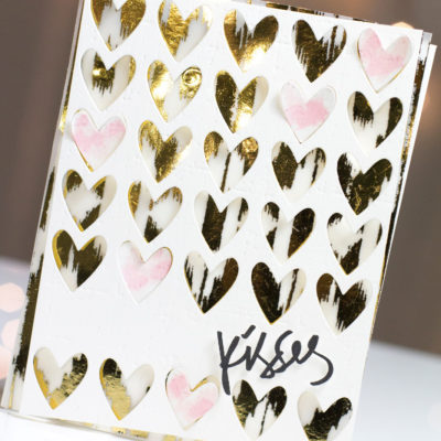 Gold Foil Hearts & Kisses card by Taheerah Atchia