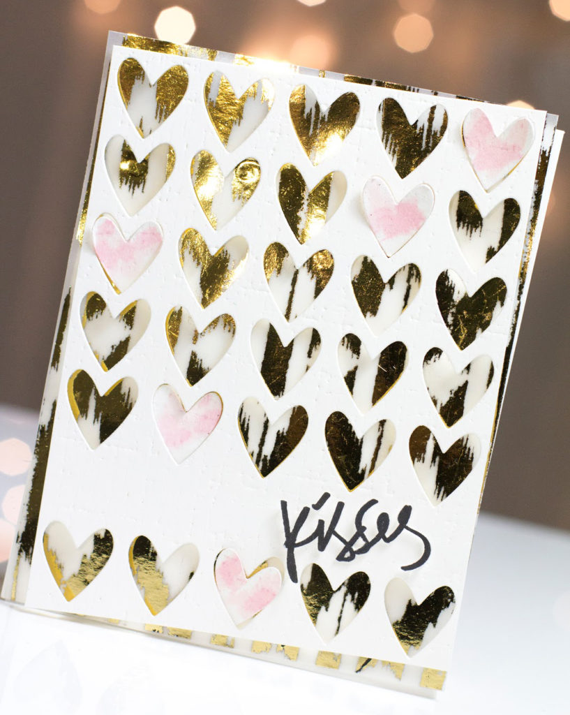 Gold Foil Hearts & Kisses card by Taheerah Atchia
