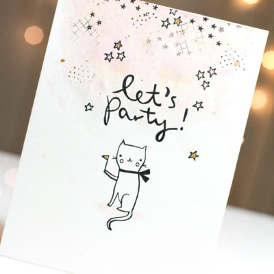 Let's Party Cat Birthday card by Taheerah Atchia