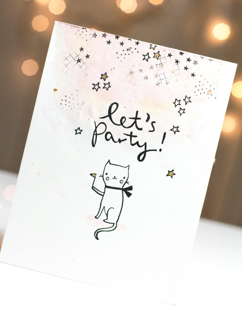 Let's Party Cat Birthday card by Taheerah Atchia