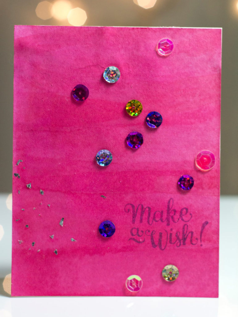 Make A Wish Watercolour card by Taheerah Atchia