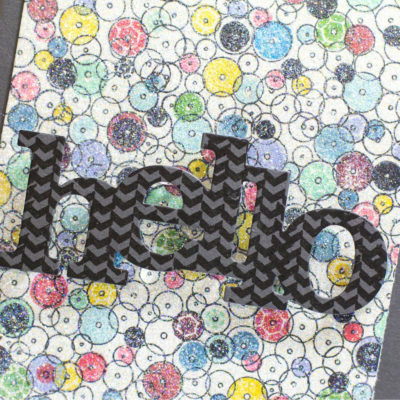 Glitter Sequin Hello card by Taheerah Atchia