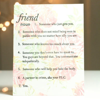 Define Friend Card by Taheerah Atchia