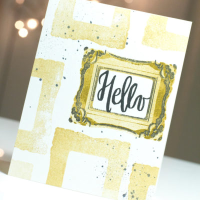 Ornate Frames Hello Card by Taheerah Atchia featuring gold frames