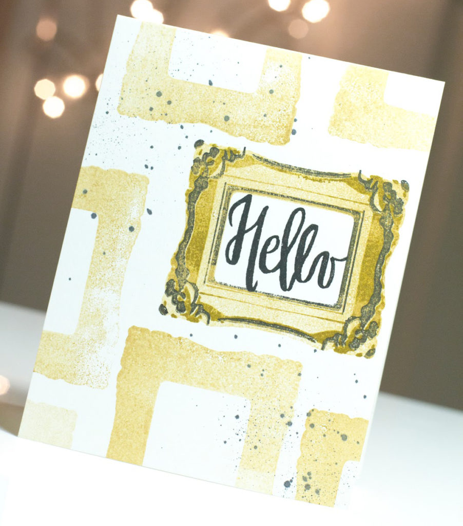 Ornate Frames Hello Card by Taheerah Atchia featuring gold frames