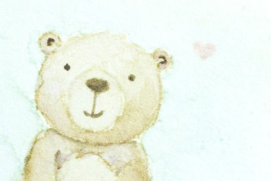 Close-up of cute Watercolour Bear card by Taheerah Atchia