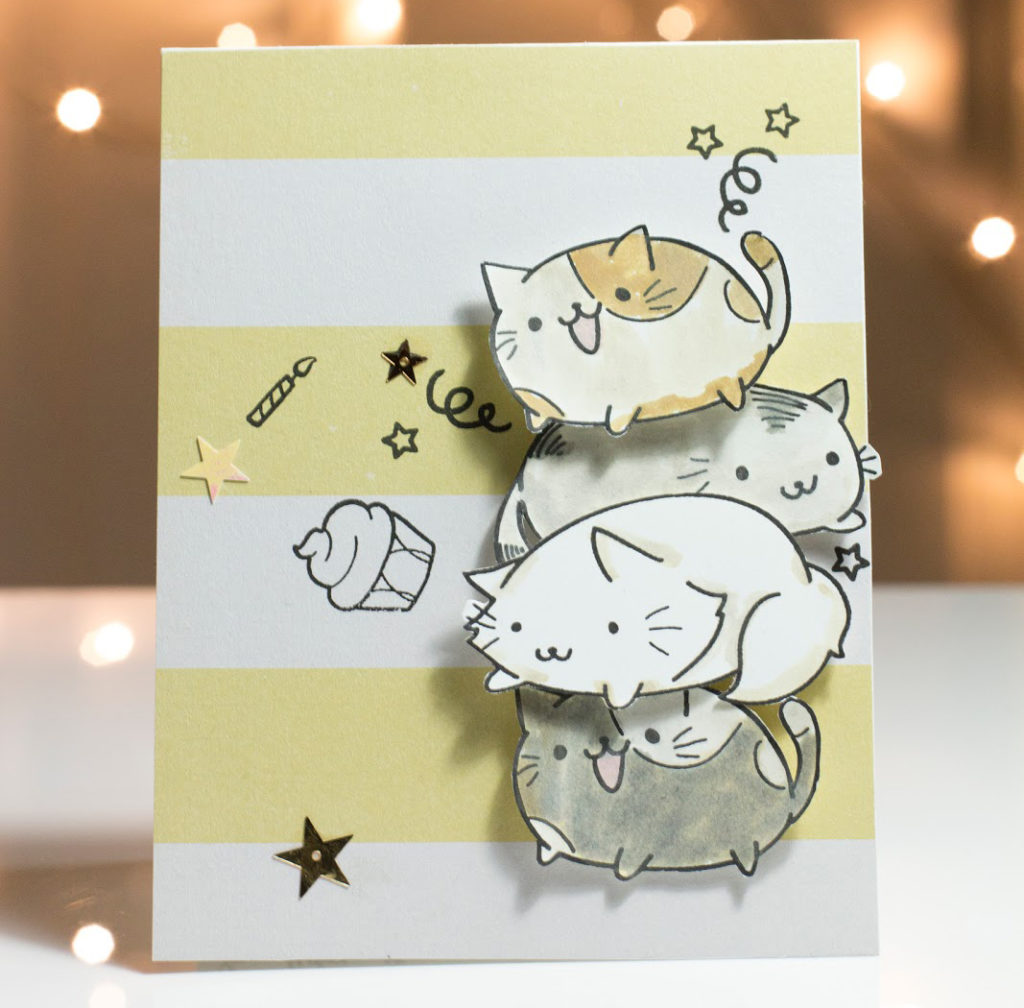 Fun cute Cat Birthday card by Taheerah Atchia