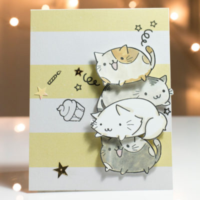 Fun cute Cat Birthday card by Taheerah Atchia