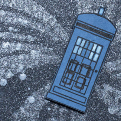 Close-up of Doctor Who TARDIS card by Taheerah Atchia