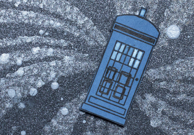 Close-up of Doctor Who TARDIS card by Taheerah Atchia