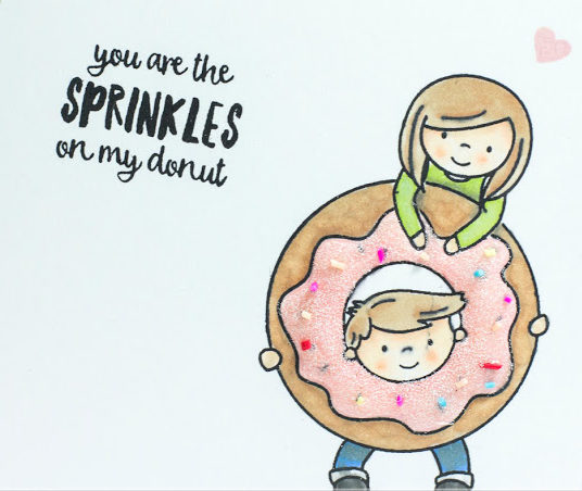 Close up of cute card with donuts and kids by Taheerah Atchia