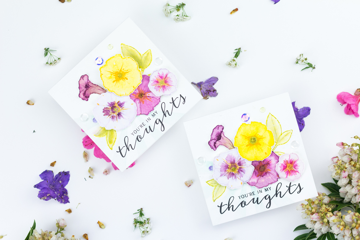 Watercoloured & Stamped Petunias Card Tutorial