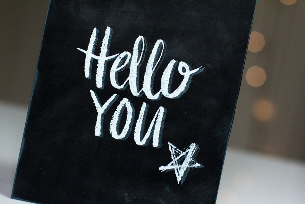 Hello You Chalkboard Card by Taheerah Atchia