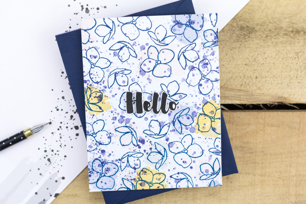 Hello Hydrangea Splatter Card by Taheerah Atchia