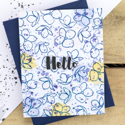 Hello Hydrangea Splatter Card by Taheerah Atchia