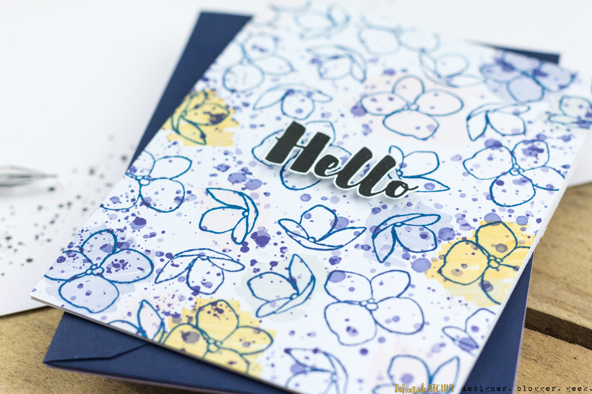 Hello Hydrangea Splatter Card by Taheerah Atchia