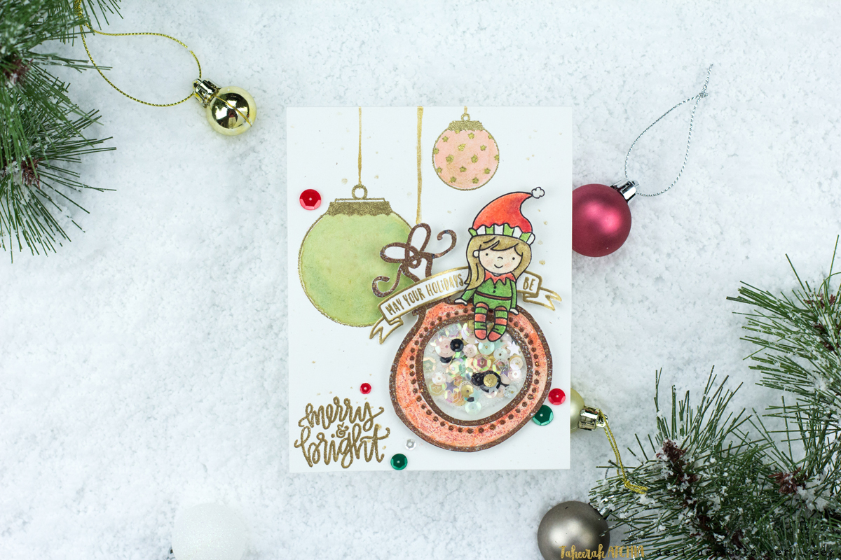 Elf Ornament Shaker Card by Taheerah Atchia