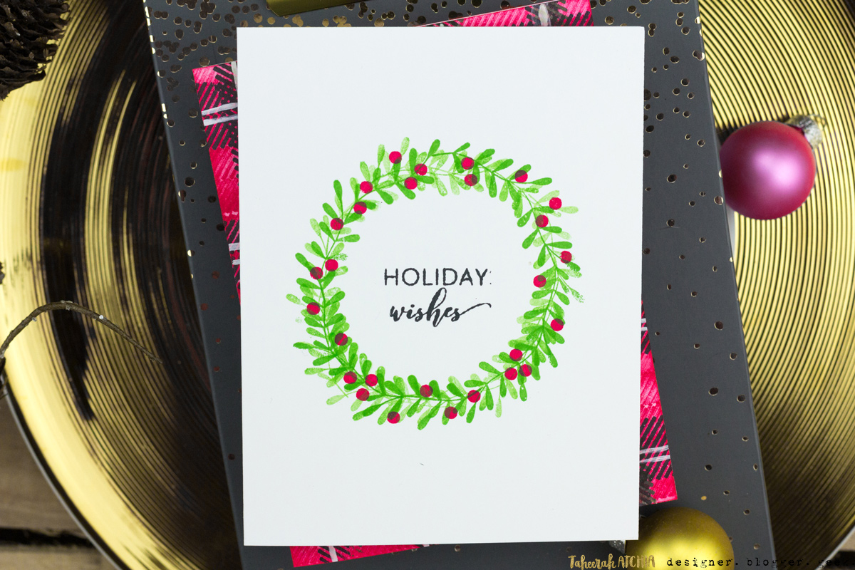 Holiday Wishes Wreath Card by Taheerah Atchia