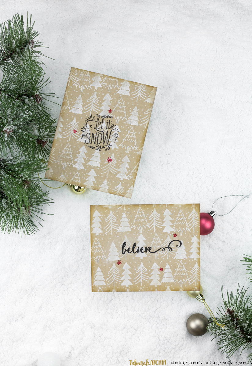 Kraft Christmas Tree Card Duo by Taheerah Atchia