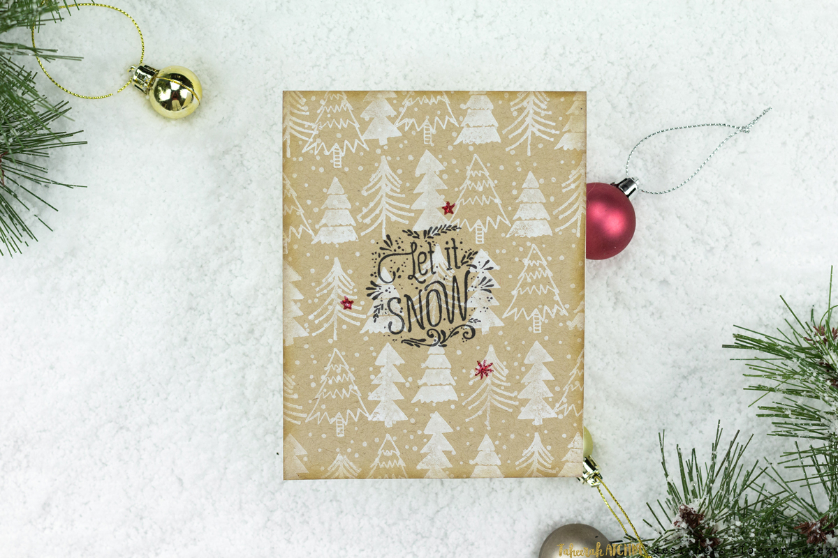 Let It Snow Kraft Christmas Tree Card by Taheerah Atchia