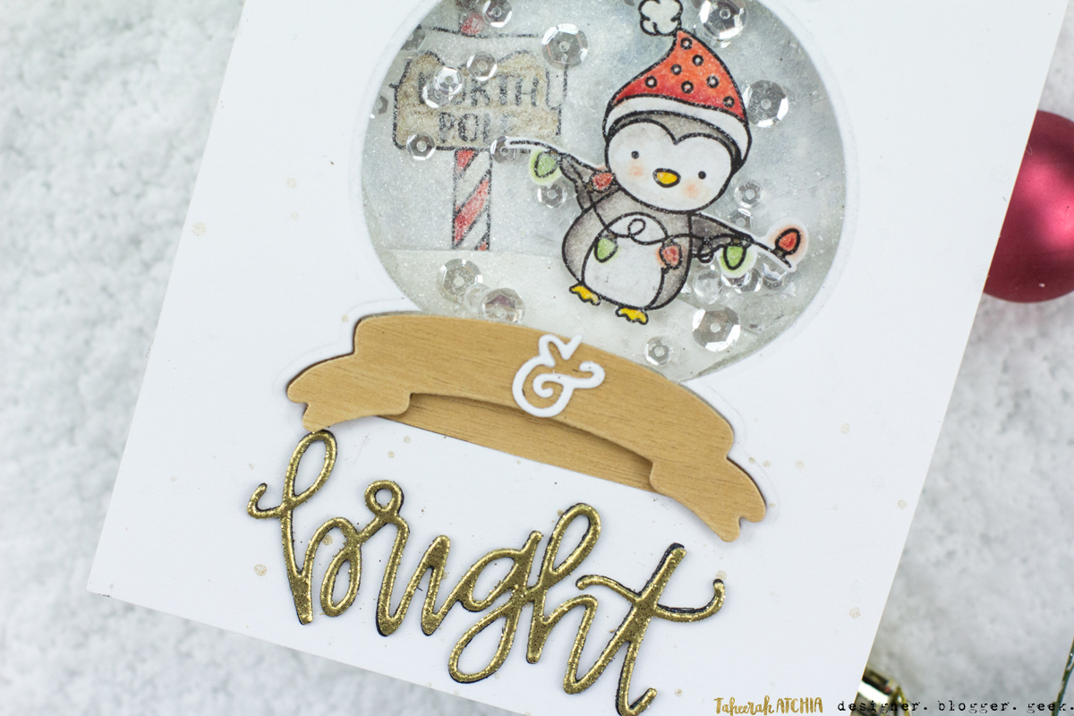 Merry & Bright Penguin Shaker Card by Taheerah Atchia