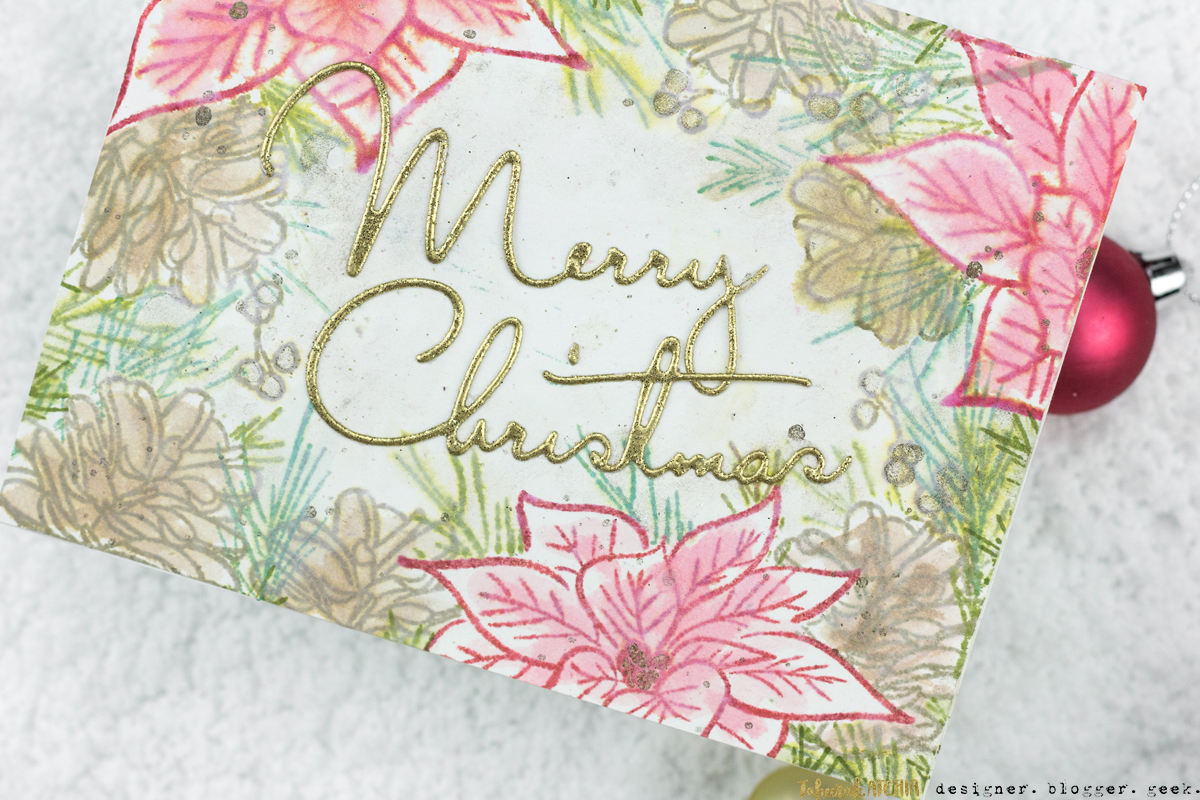 Poinsettia & Pine Christmas Card by Taheerah Atchia