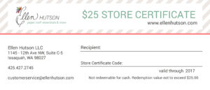 Ellen Hutson $25 Gift Certificate Prize