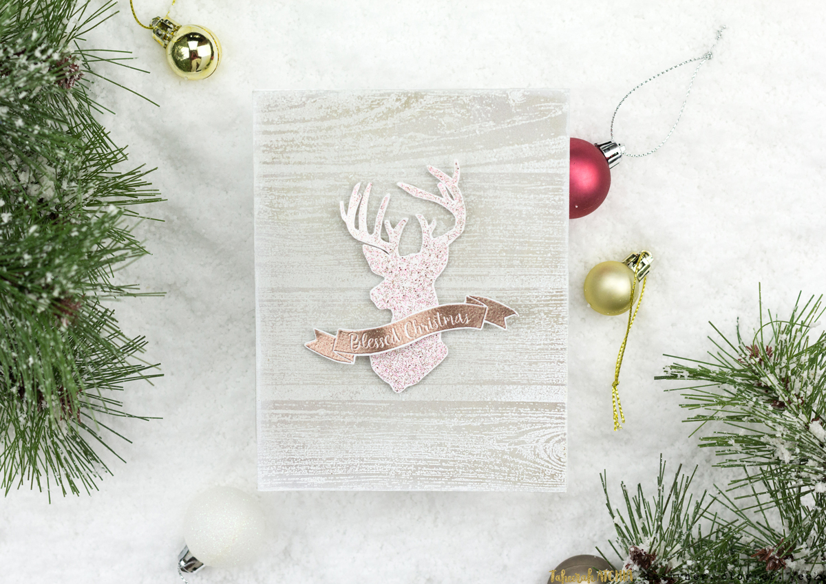 Glitzy Reindeer Christmas Card by Taheerah Atchia