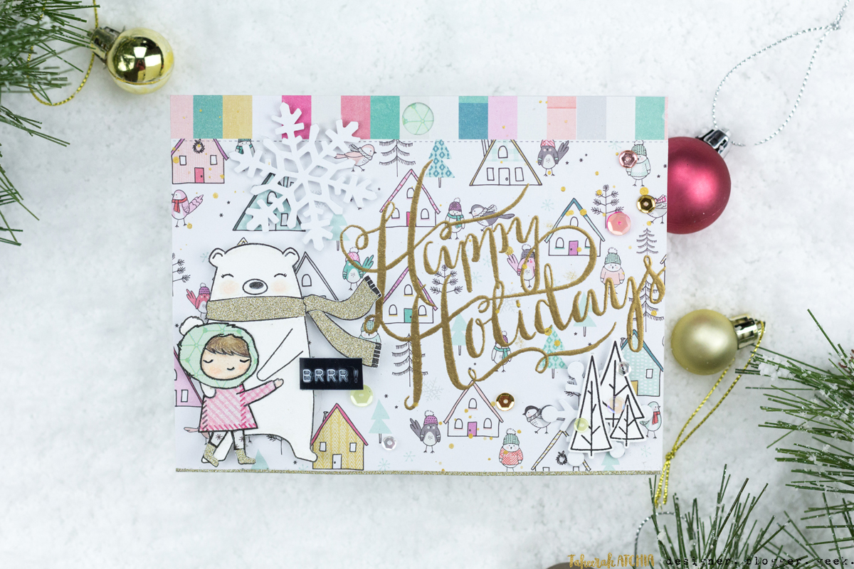 Happy Holidays Retro Glam Christmas Card by Taheerah Atchia