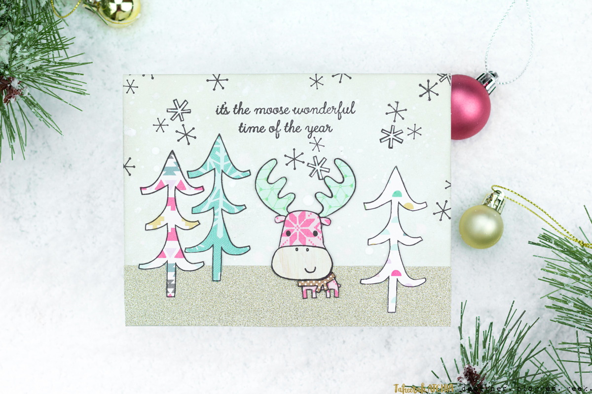 It's The Moose Wonderful Time Of The Year Christmas Card by Taheerah Atchia
