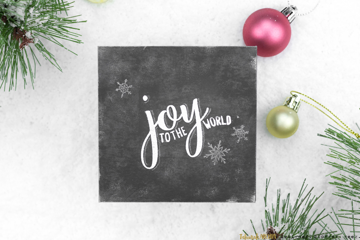 Joy To The World Chalkboard Christmas Card by Taheerah Atchia