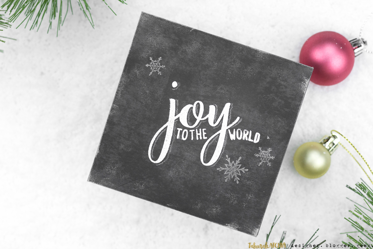 Joy To The World Chalkboard Christmas Card by Taheerah Atchia