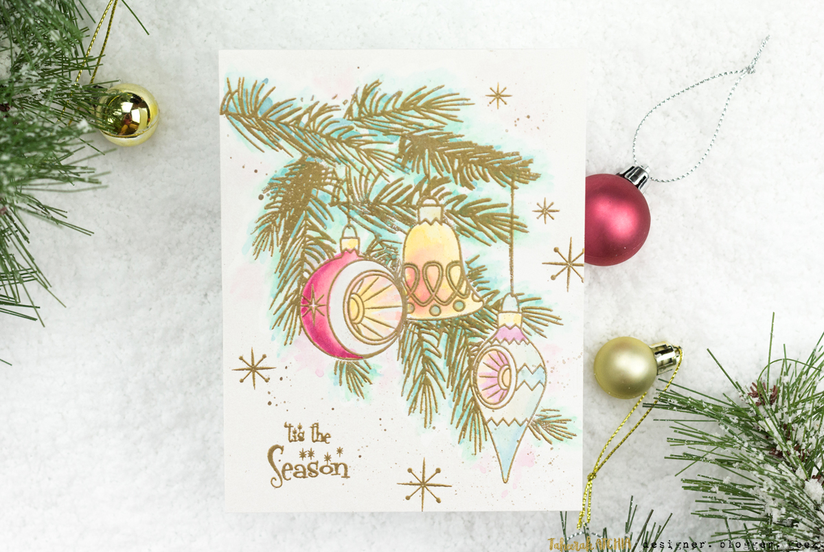 Retro Ornaments Christmas Card by Taheerah Atchia