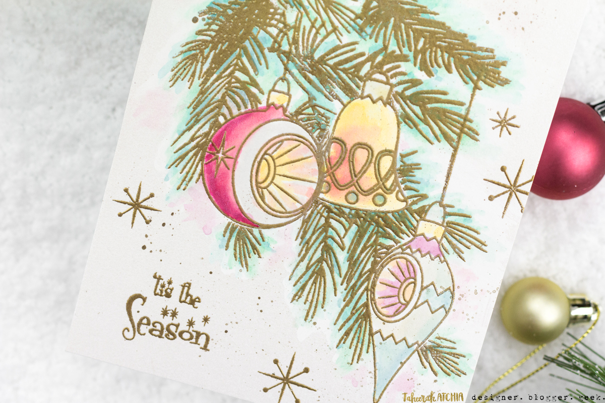 Retro Ornaments Christmas Card by Taheerah Atchia