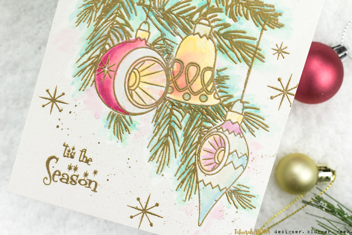 Retro Ornaments Christmas Card by Taheerah Atchia