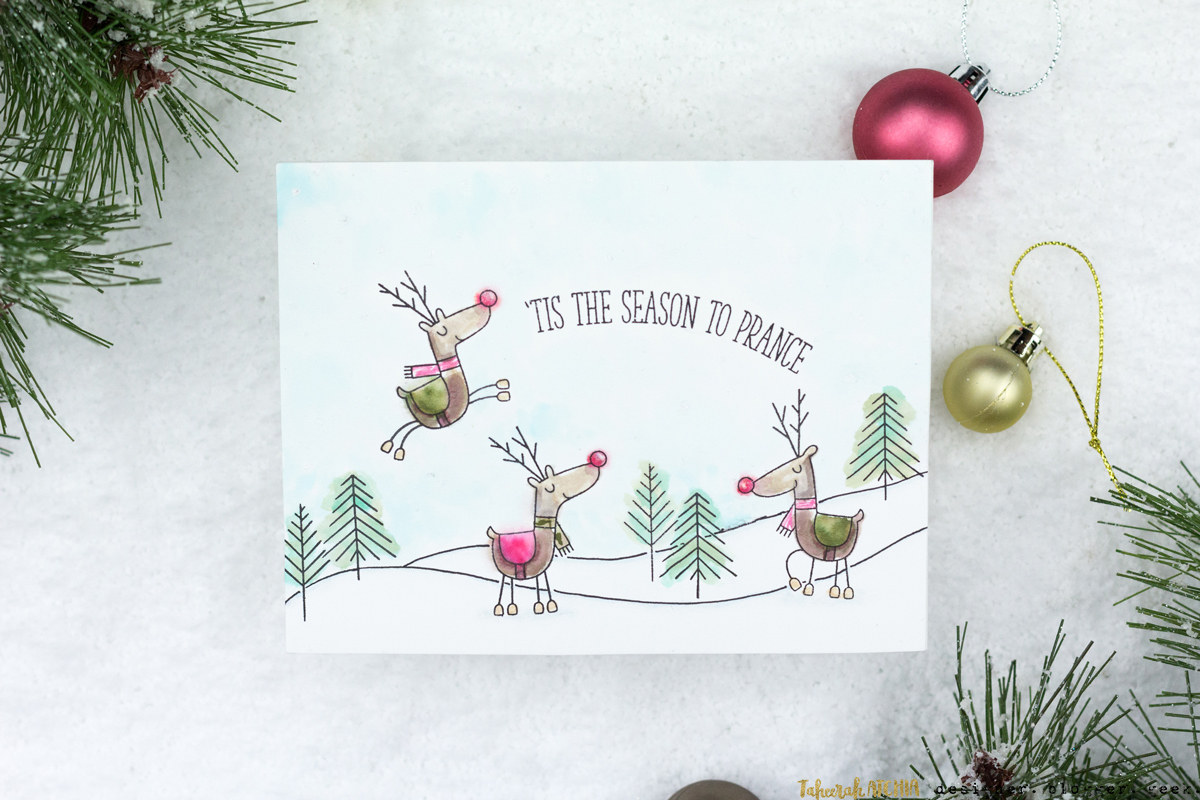 'Tis The Season To Prance Reindeer Christmas Card by Taheerah Atchia