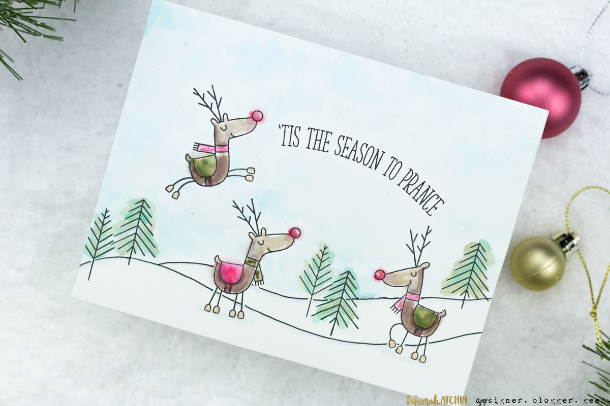 'Tis The Season To Prance Reindeer Christmas Card by Taheerah Atchia