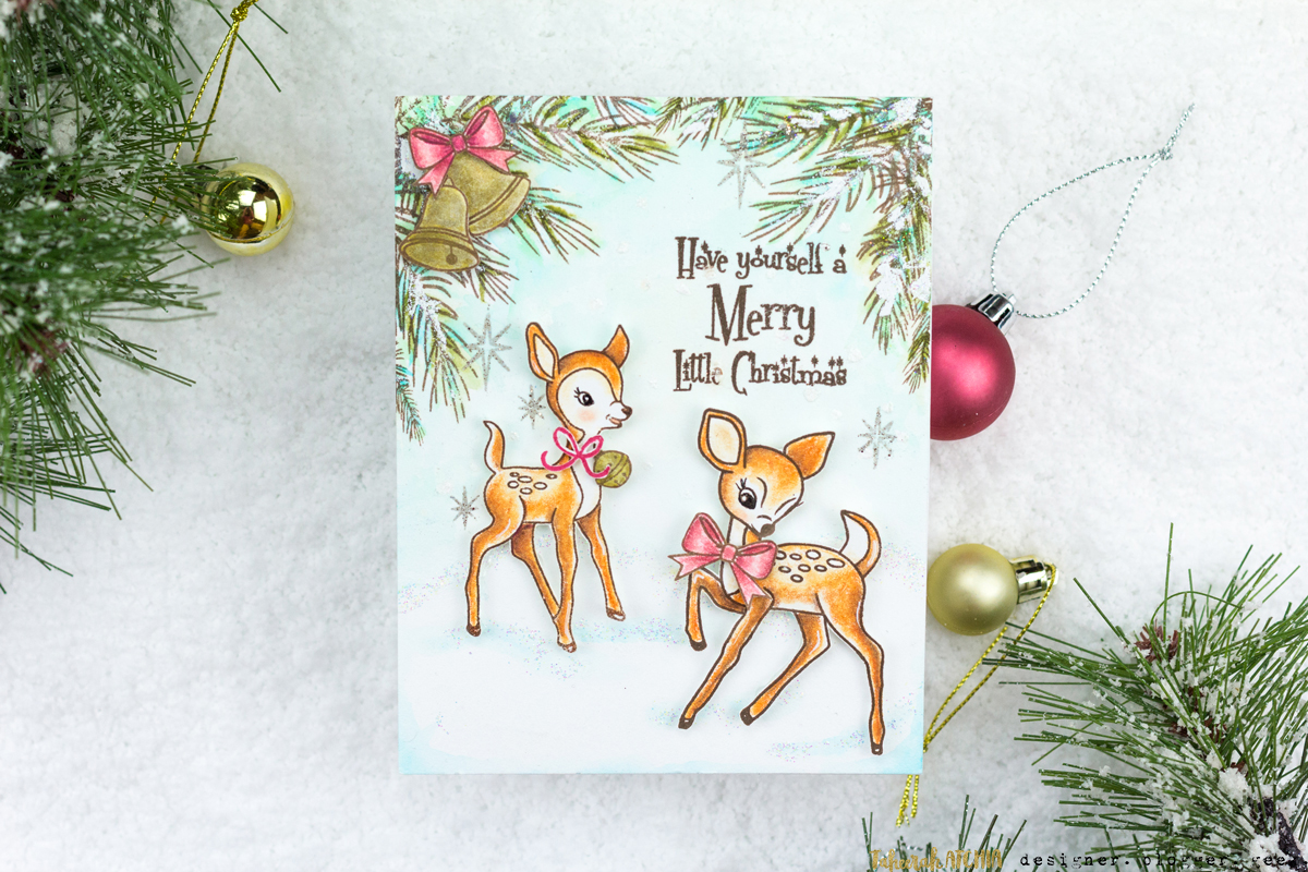 Vintage Style Deer Christmas Card by Taheerah Atchia