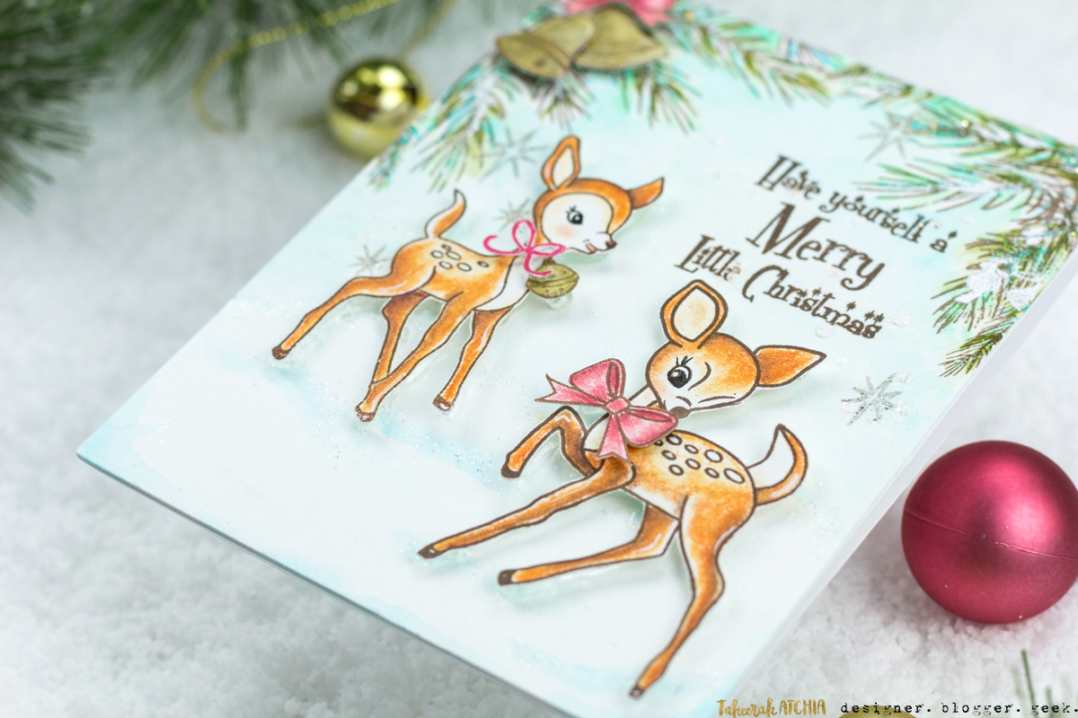Vintage Style Deer Christmas Card by Taheerah Atchia