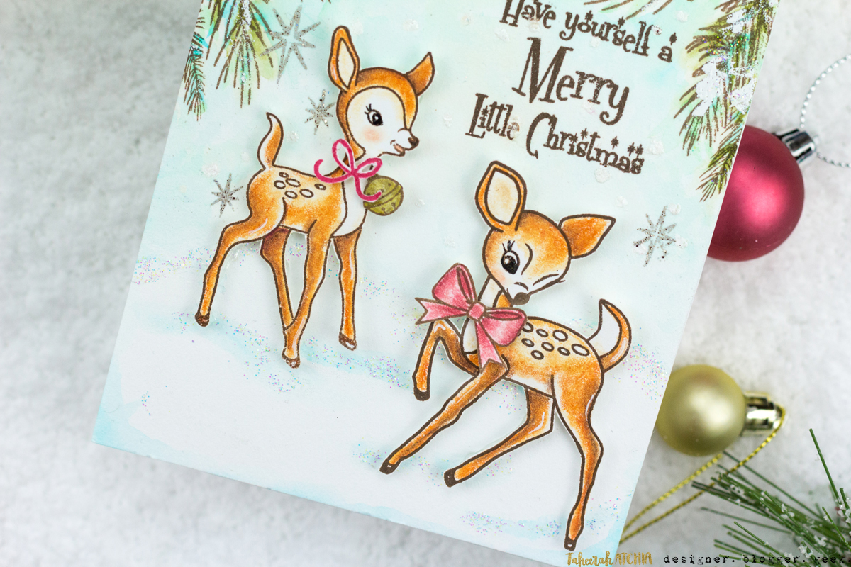 Vintage Style Deer Christmas Card by Taheerah Atchia