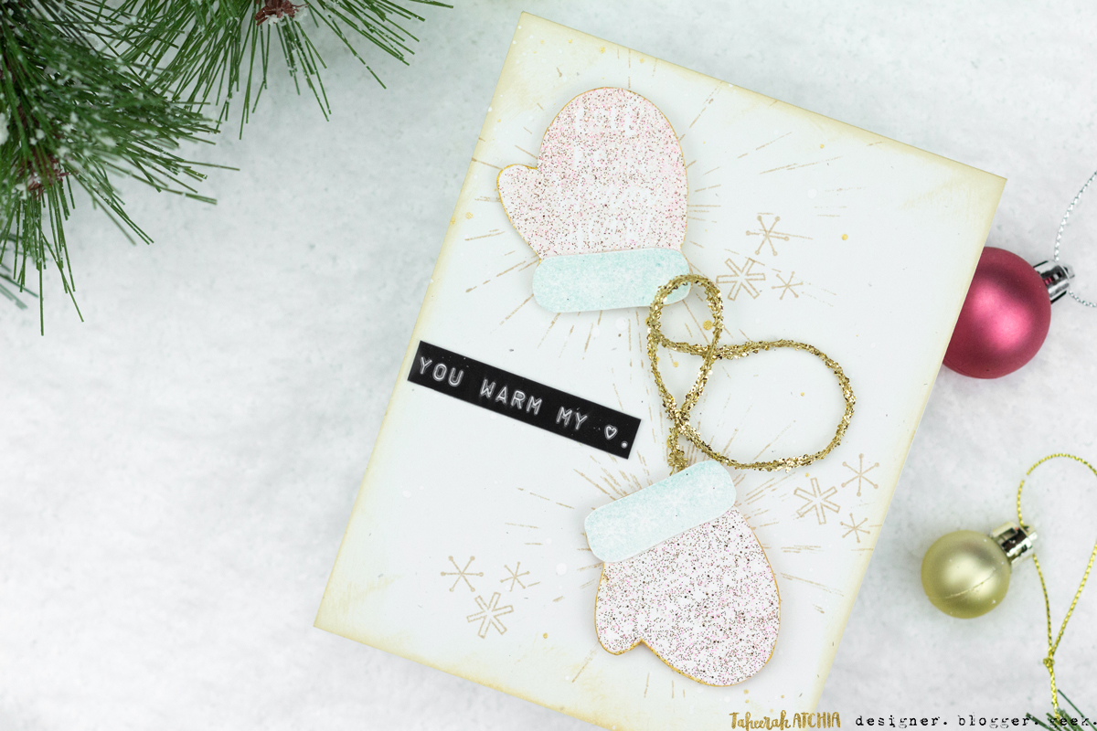 You Warm My Heart Mittens Christmas Card by Taheerah Atchia