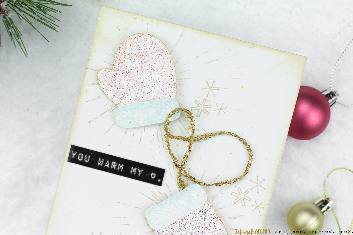 You Warm My Heart Mittens Christmas Card by Taheerah Atchia